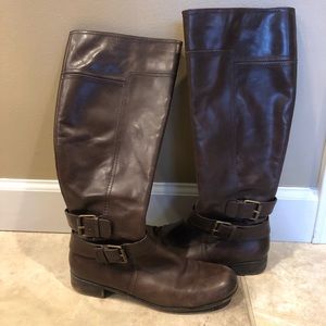 🟣Nine West Brown Leather Tall Riding Boots